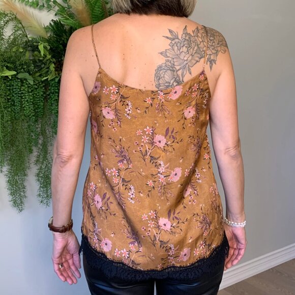 The Korner Orange Floral Camisole BLOWOUT - Picture 2 of 2